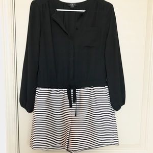 LOFT Black and Gold Shorts Romper- Petite